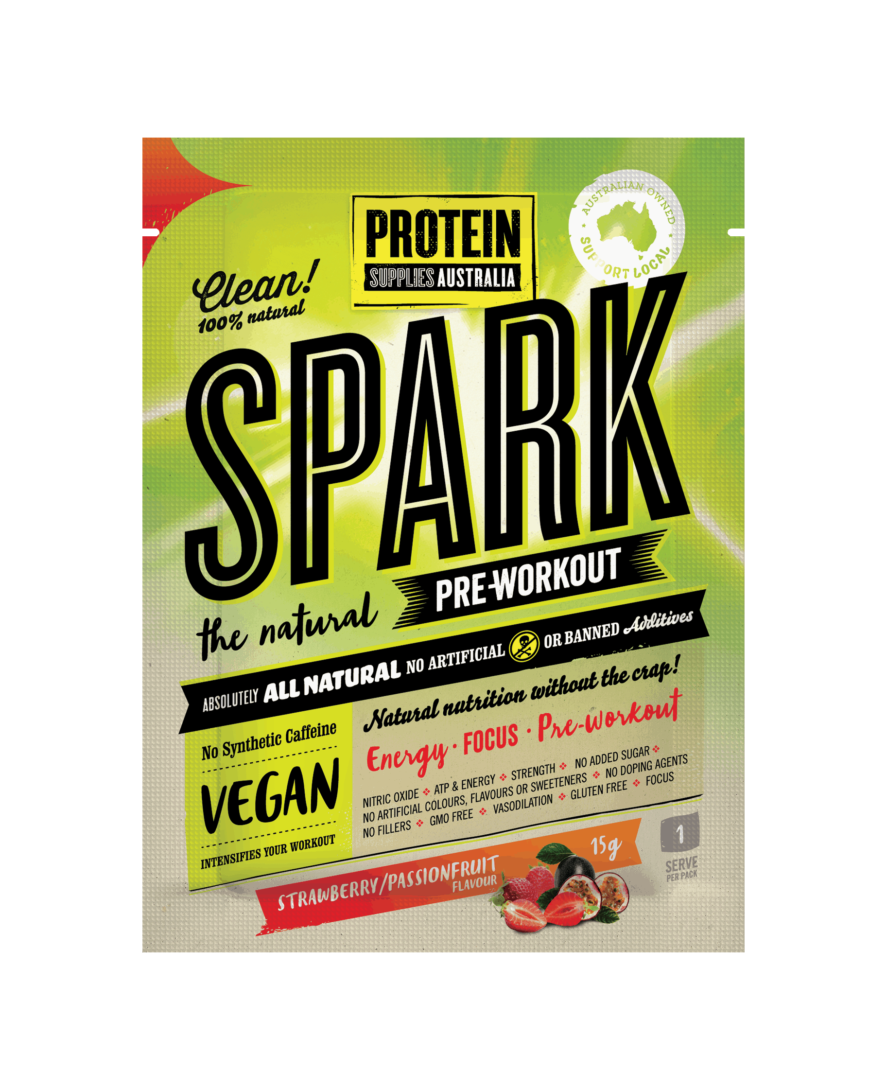 Spark Preworkout Strawberry and Passionfruit 15g Ohana Spark Preworkout Strawberry and Passionfruit 15g Ohana