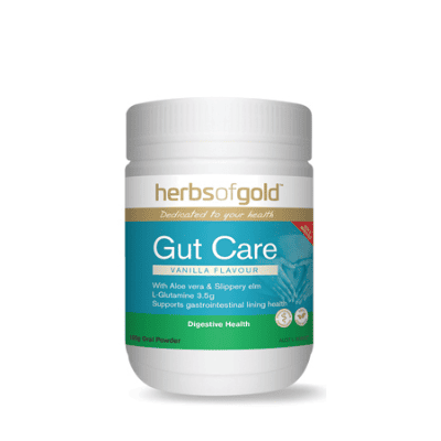 Gut care powder white plastic container