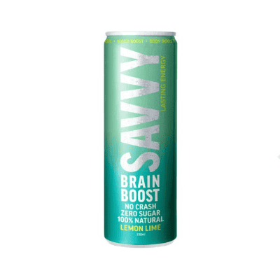 Savvy brain boost lemon lime green can
