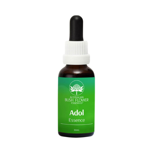 Adol essence bottle with green label and dropper top