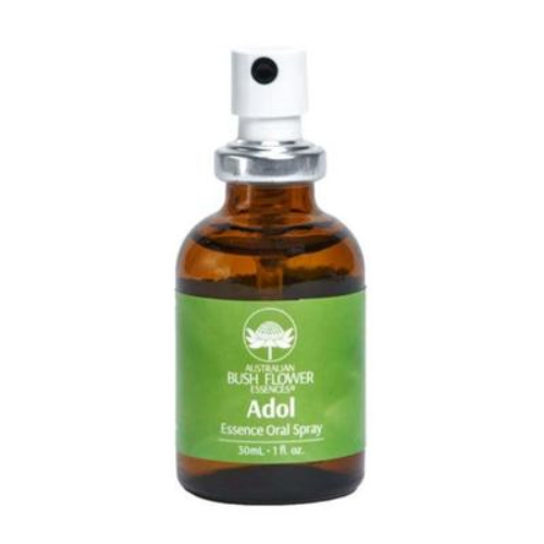 Adol oral spray bottle with green label and spray top