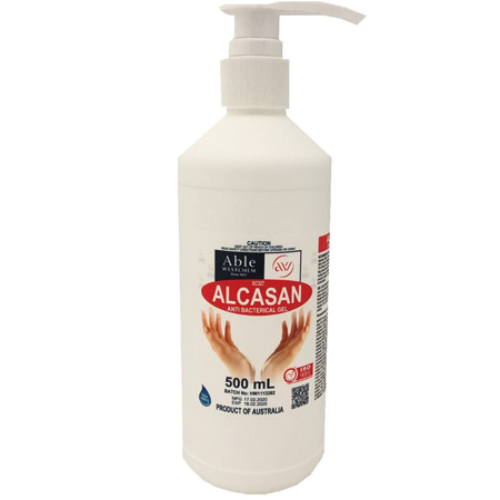 Alcasan anti bacterial gel white pump bottle