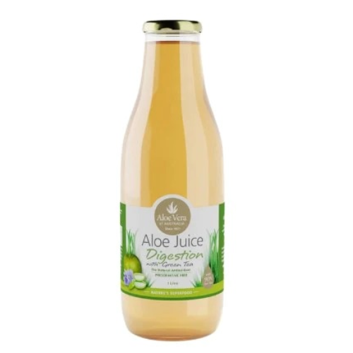 aloe juice with green tea glass bottle